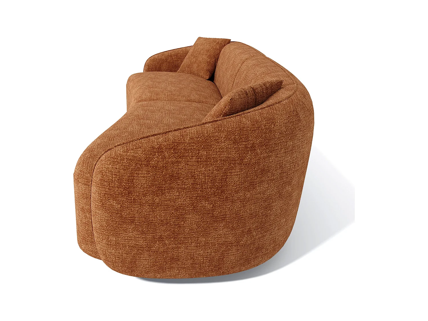 Canapé 4 places velours gaufré terracotta CELINE