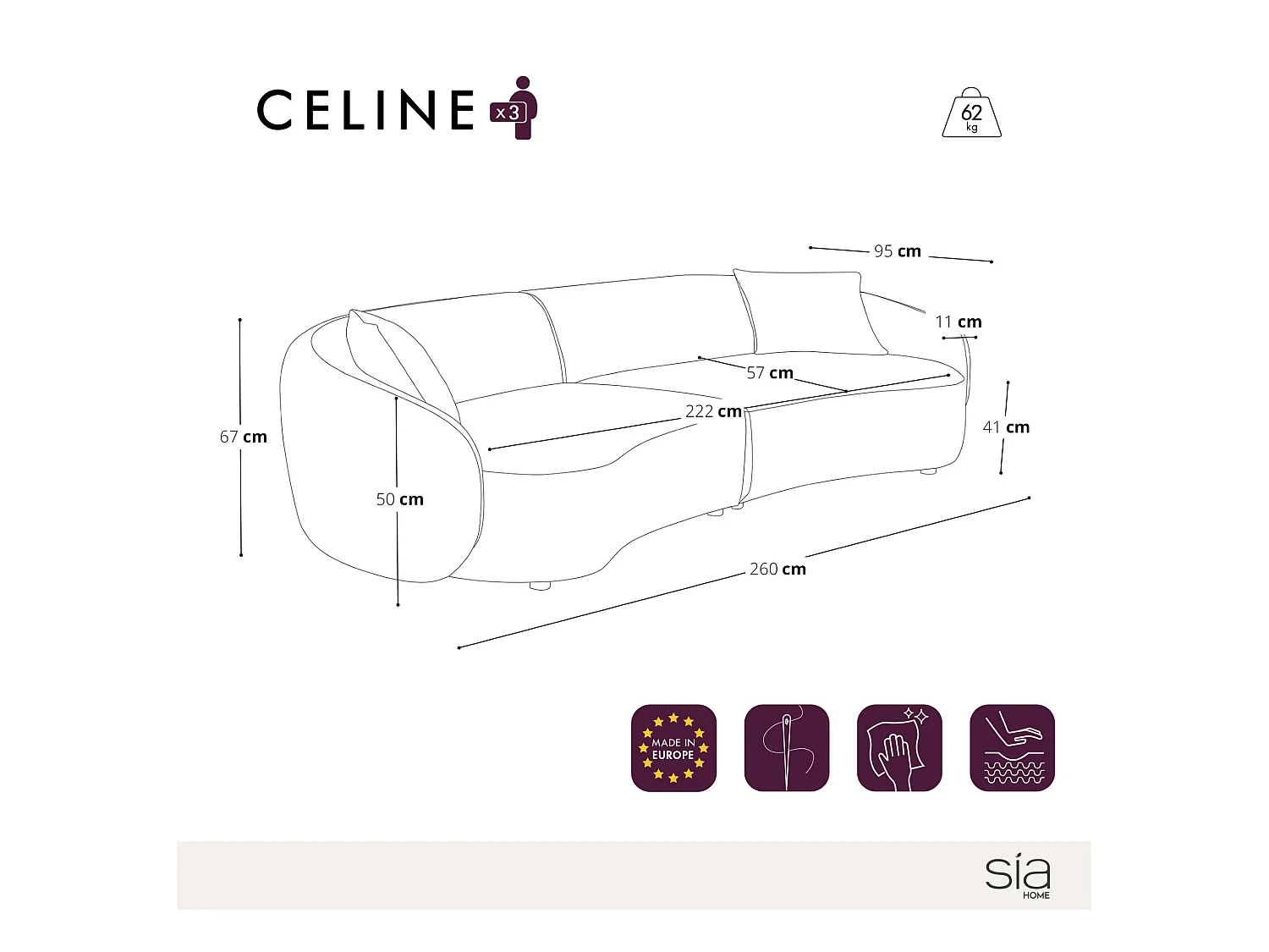 Canapé 4 places velours gaufré terracotta CELINE