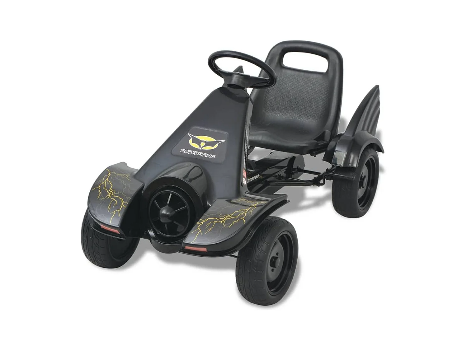 VidaXL Kart infantil a pedales con asiento regulable +3A negro 61x115x62 cm