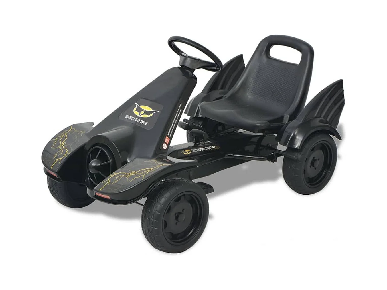 VidaXL Kart infantil a pedales con asiento regulable +3A negro 61x115x62 cm
