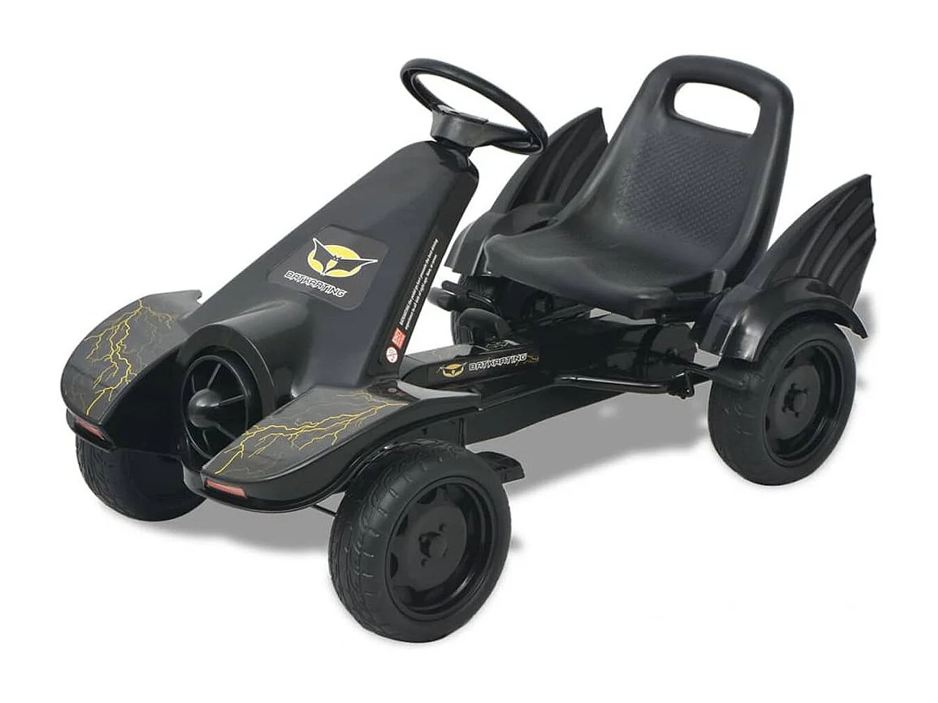 VidaXL Kart infantil a pedales con asiento regulable +3A negro 61x115x62 cm