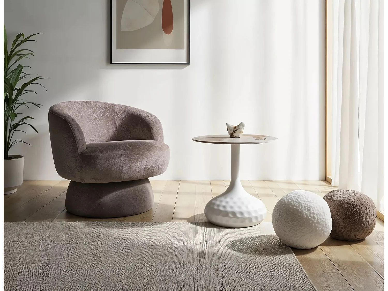 Poltrona Cosmic/360o/rivestimento in tessuto/marrone antracite