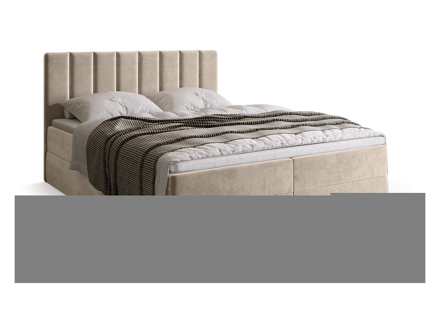Lit boxspring avec rangement DENVER - matelas - surmatelas - beige - 180x200 cm