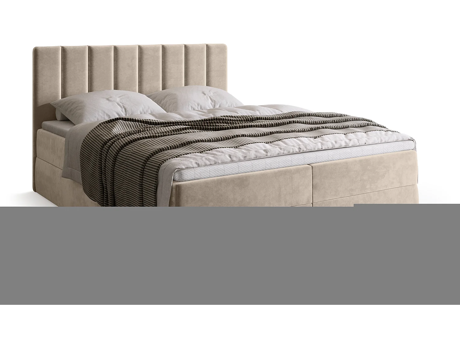 Lit boxspring avec rangement DENVER - matelas - surmatelas - beige - 180x200 cm