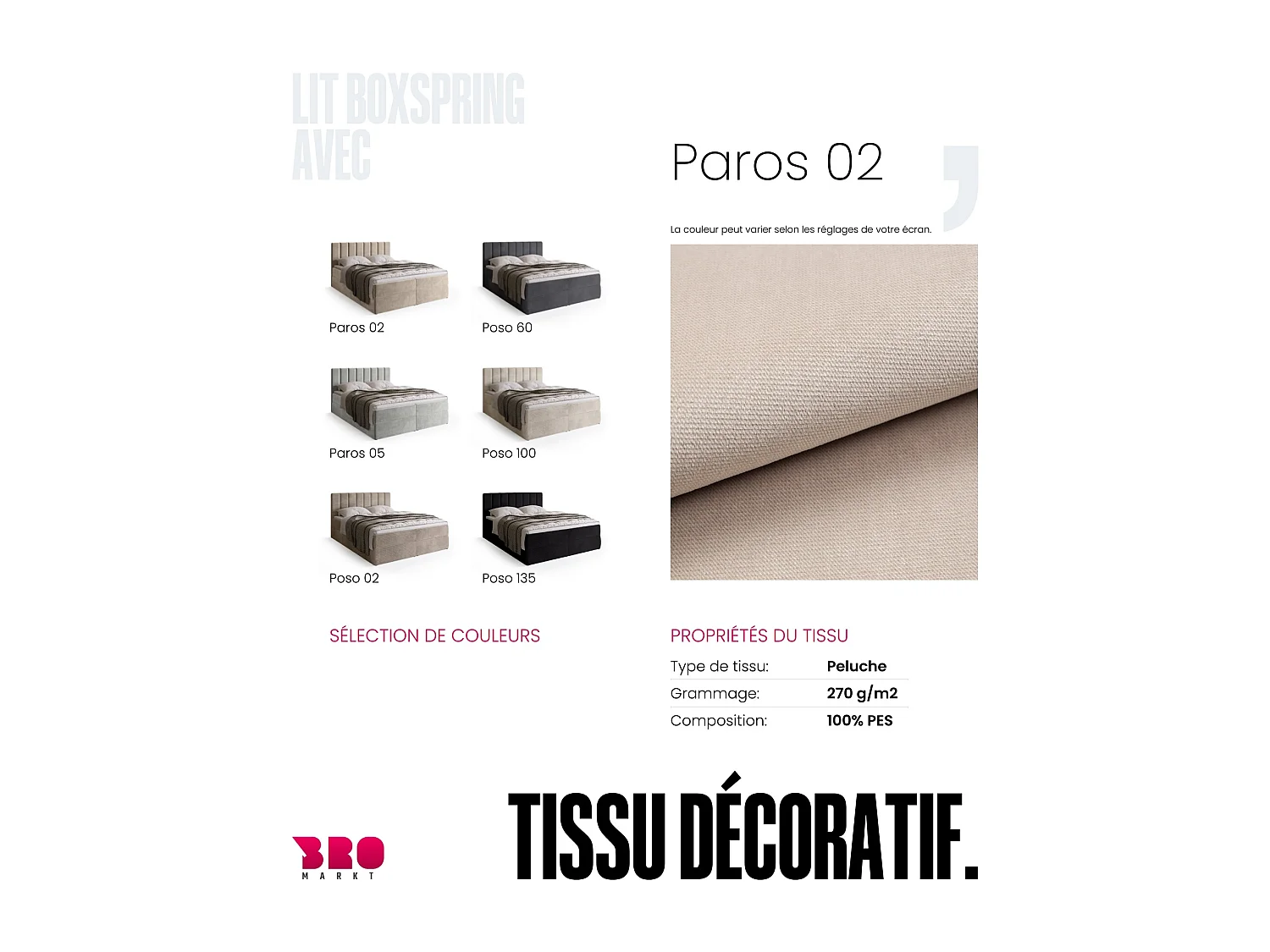 Lit boxspring avec rangement DENVER - matelas - surmatelas - beige - 160x200 cm