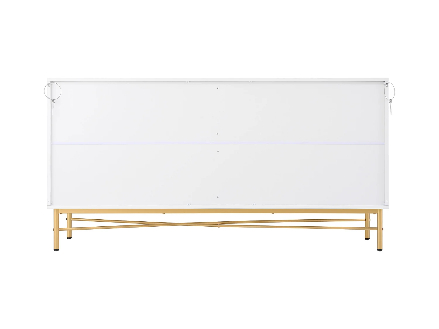 Wit dressoir met 4 deuren, gouden poten en handgrepen 160x40x82cm