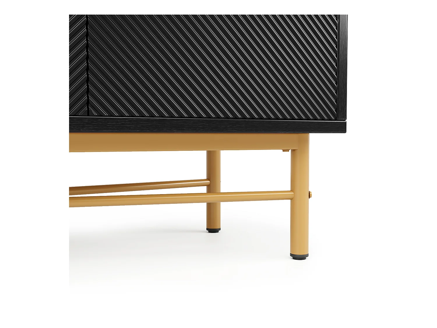 Zwart dressoir met 4 deuren, gouden poten en handgrepen 160x40x82cm