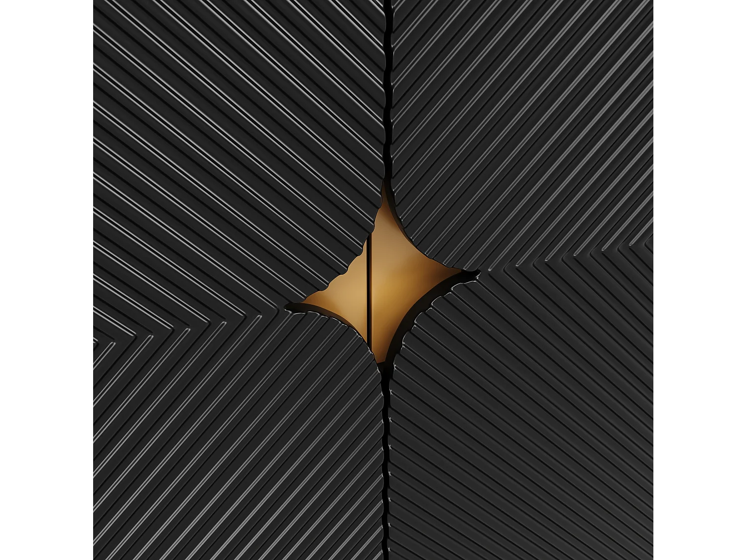 Buffet noir avec 4 portes, pieds et poignées dorés 160x40x82cm