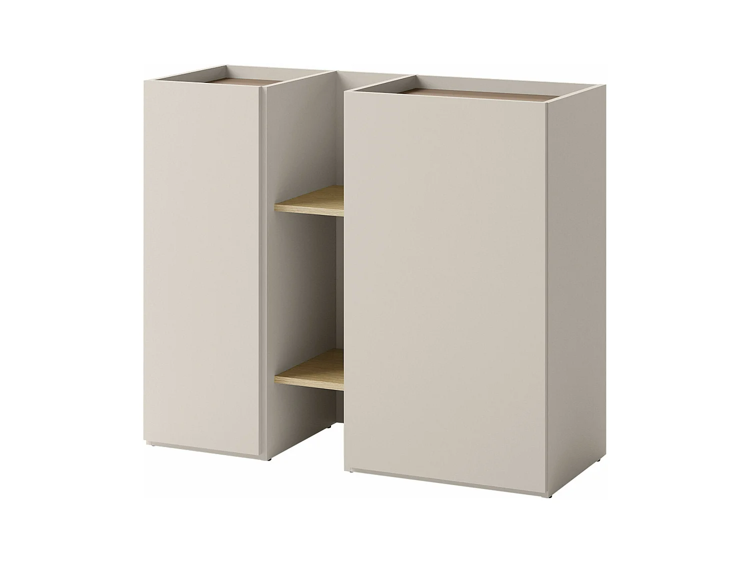 Buffet Delruvi 106, Chêne clair|Cachemire|Truffe, 91x106x42cm, Stratifié