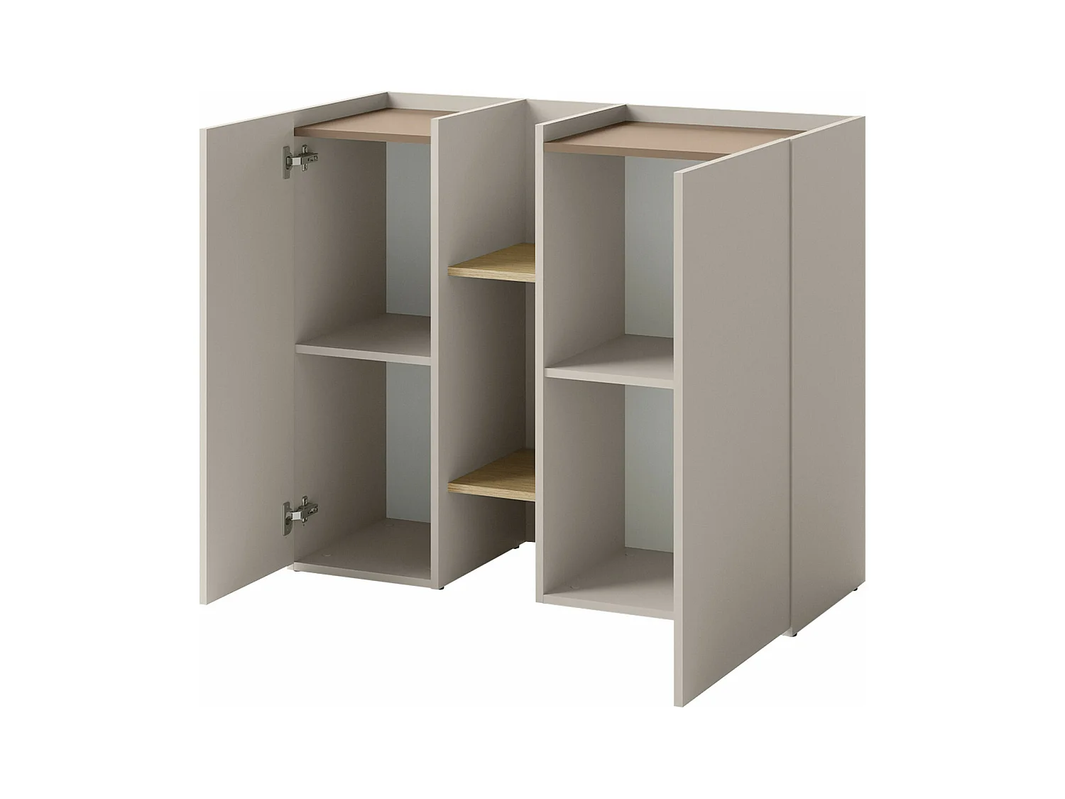 Buffet Delruvi 106, Chêne clair|Cachemire|Truffe, 91x106x42cm, Stratifié