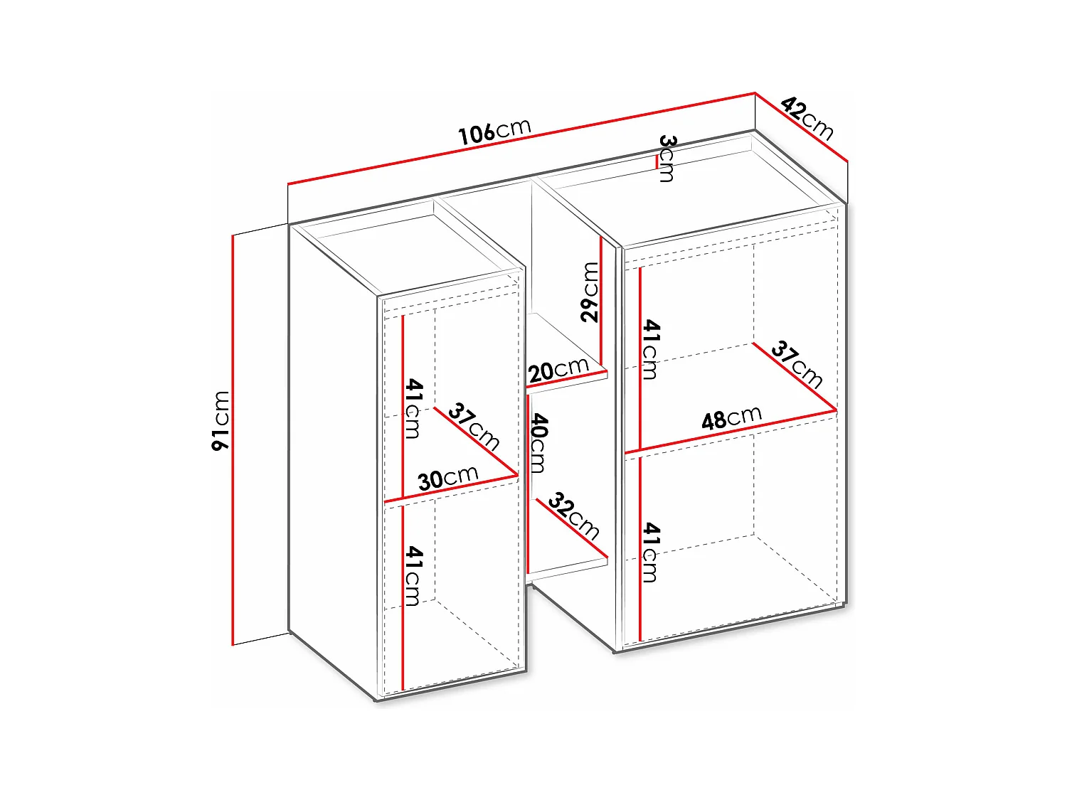 Buffet Delruvi 106, Chêne clair|Cachemire|Truffe, 91x106x42cm, Stratifié