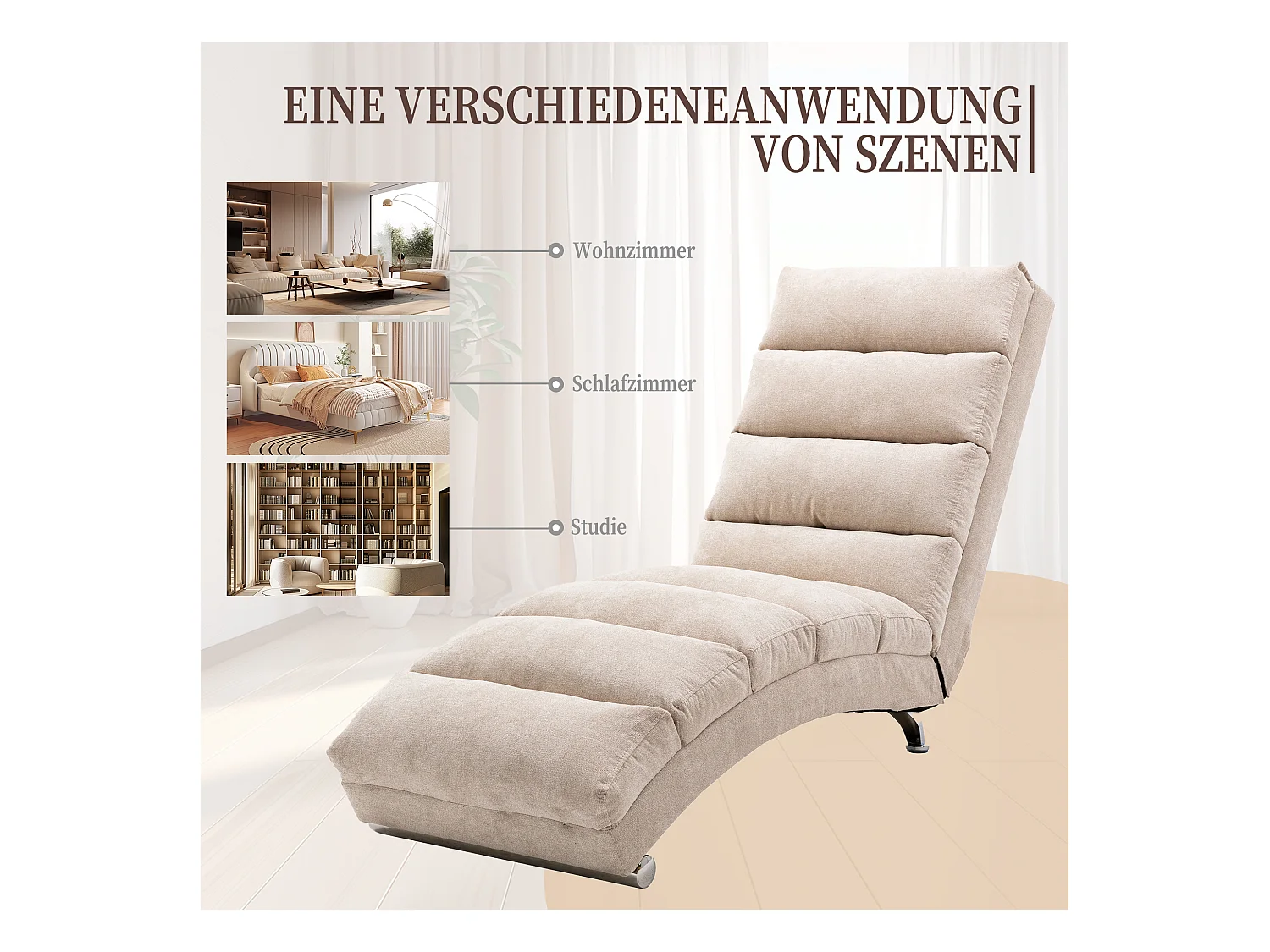 Fauteuil relax électrique - Fauteuil massant beige - Dossier réglable - en tissu lin - confortable et ergonomique