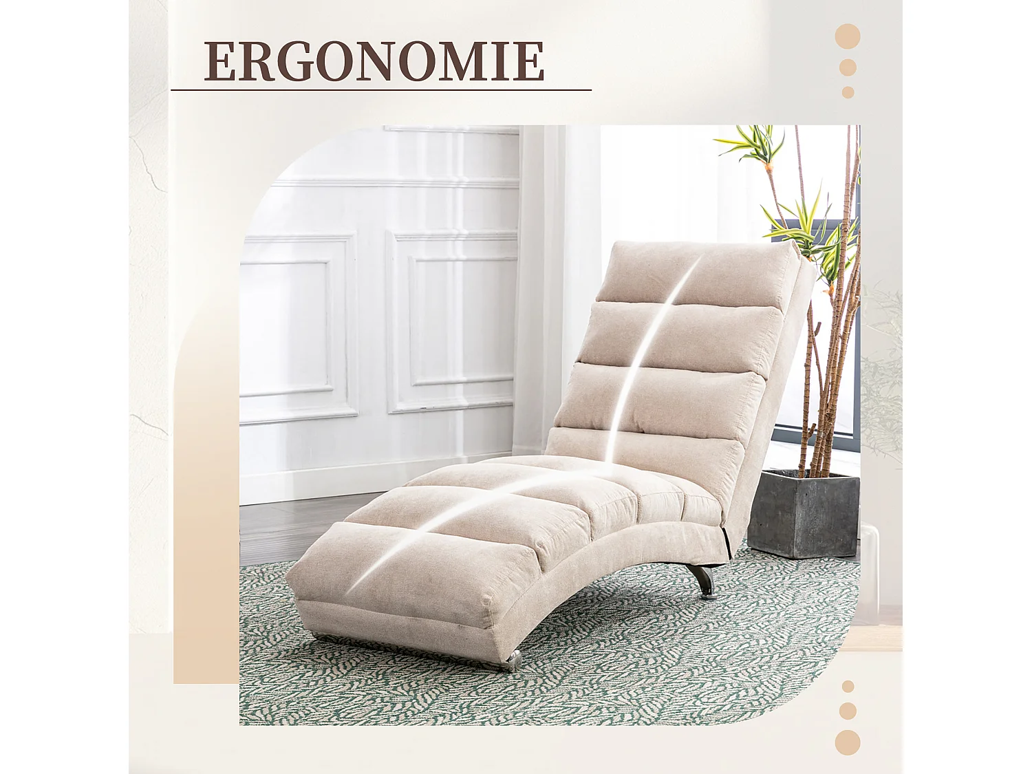 Fauteuil relax électrique - Fauteuil massant beige - Dossier réglable - en tissu lin - confortable et ergonomique