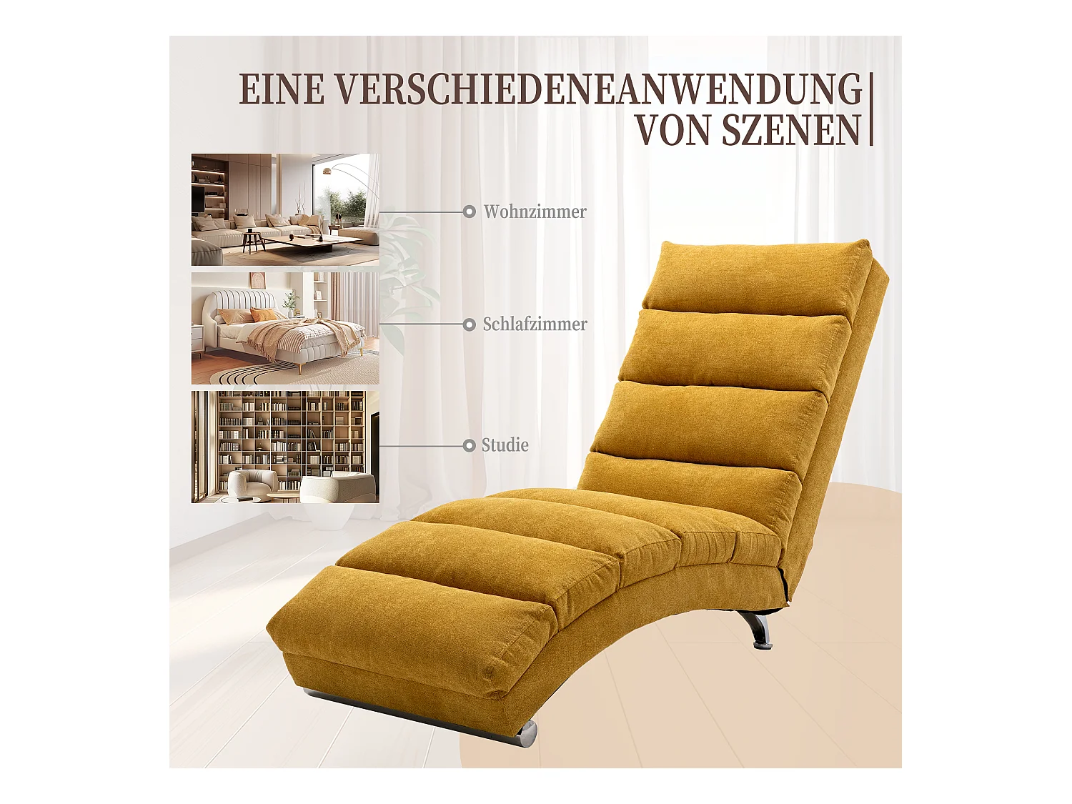 Fauteuil relax électrique - Fauteuil massant jaune - Dossier réglable - en tissu lin - confortable et ergonomique