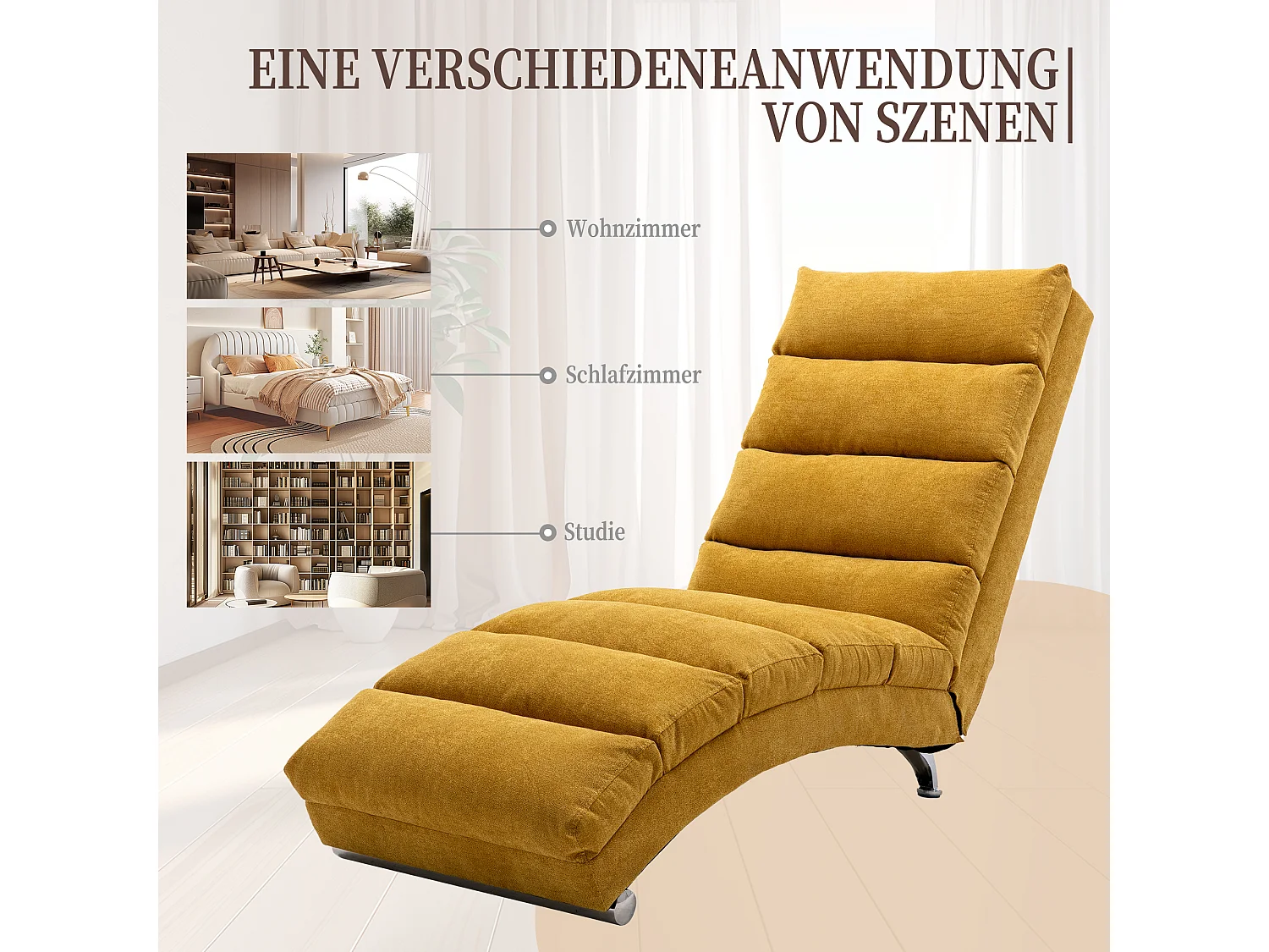 Fauteuil relax électrique - Fauteuil massant jaune - Dossier réglable - en tissu lin - confortable et ergonomique