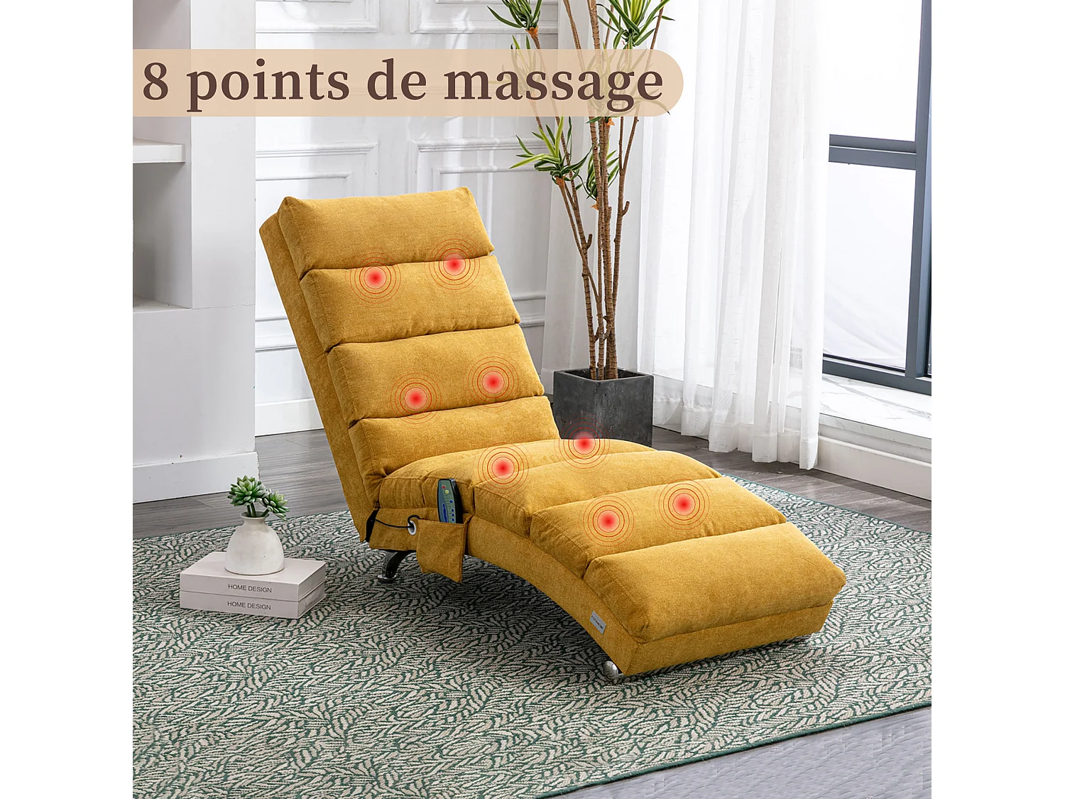 Fauteuil relax électrique - Fauteuil jaune - Dossier réglable - en tissu lin - confortable et ergonomique
