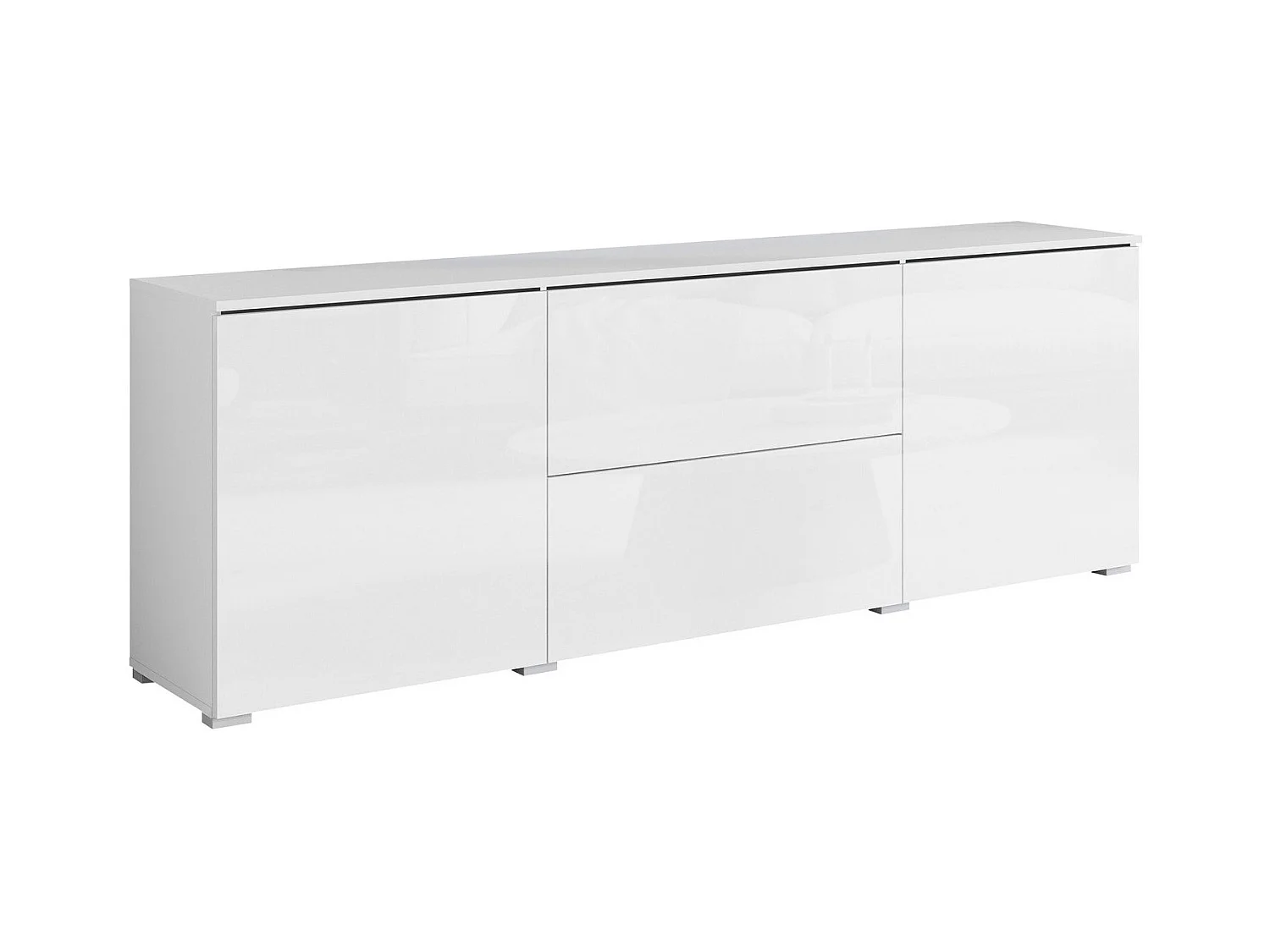 Meuble TV Sarasota 190, Blanc brillant|Blanc, 180x62x35cm