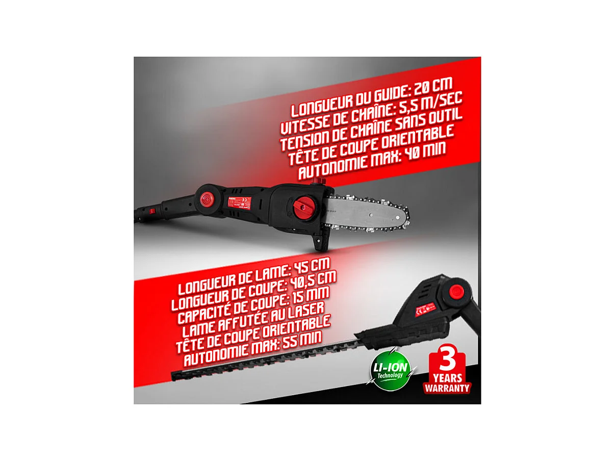 Outil de jardin multifonctions 4 en 1 sans fil 20V - Elem Garden Technic