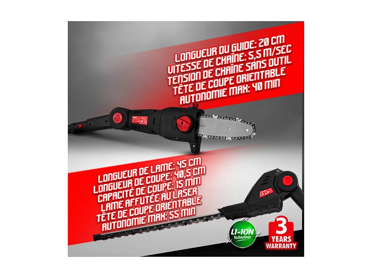 Outil de jardin multifonctions 4 en 1 sans fil 20V - Elem Garden Technic