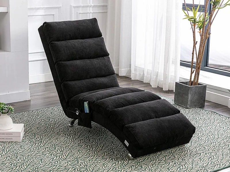 Fauteuil relax électrique - Fauteuil massant noir - Dossier réglable - en tissu lin - confortable et ergonomique