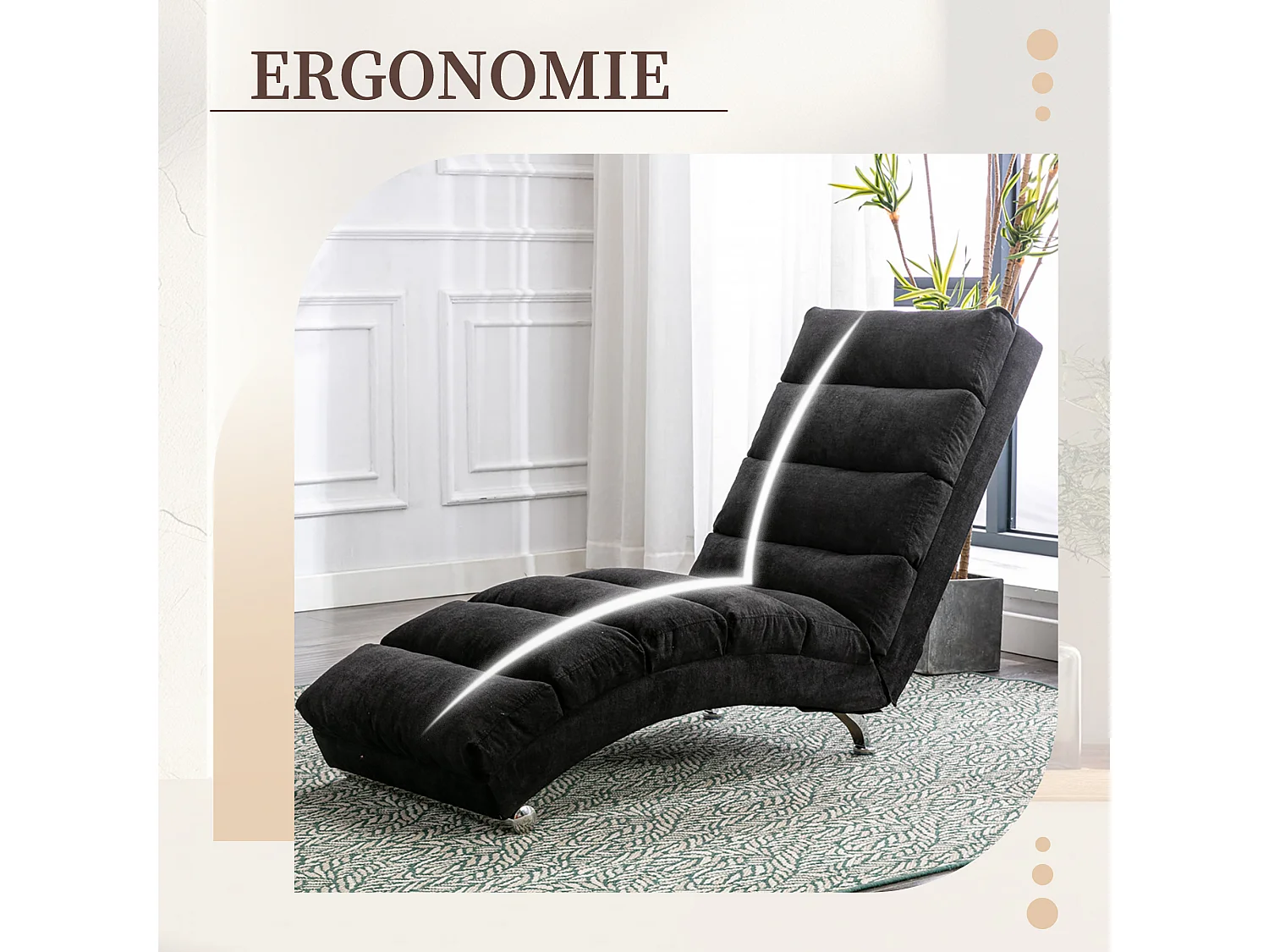 Fauteuil relax électrique - Fauteuil noir - Dossier réglable - en tissu lin - confortable et ergonomique