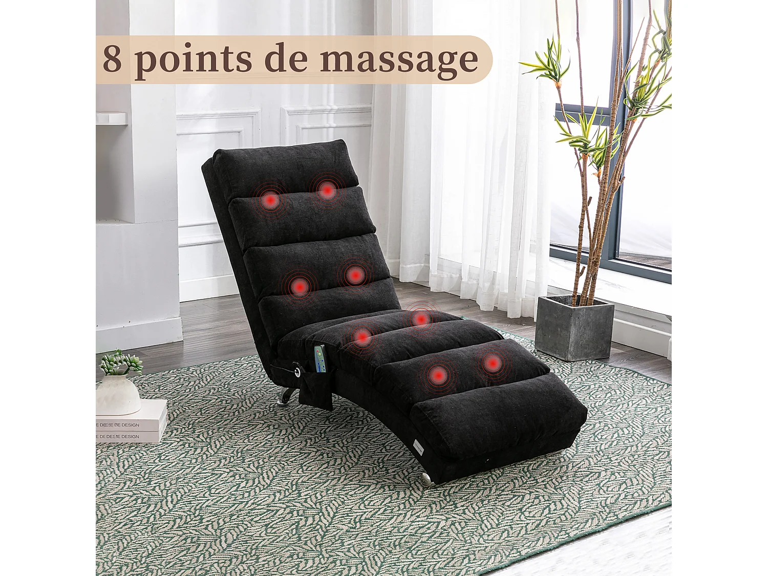 Fauteuil relax électrique - Fauteuil noir - Dossier réglable - en tissu lin - confortable et ergonomique