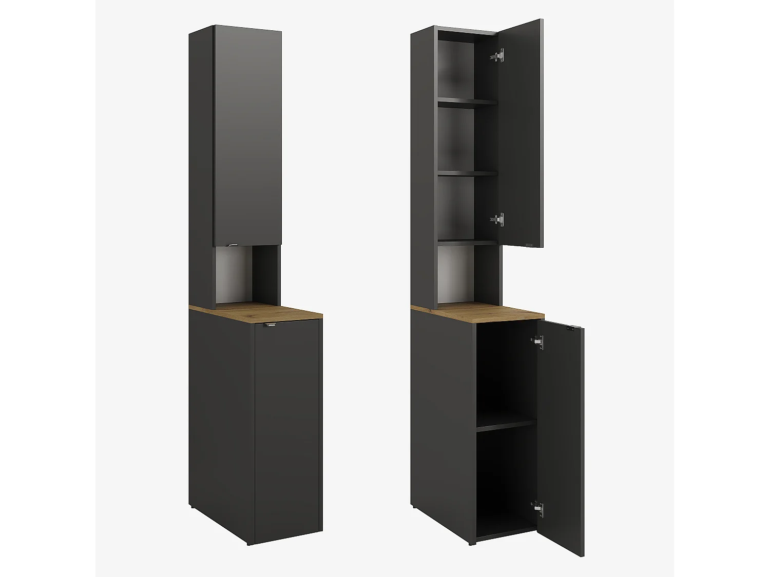 Armario alto de baño - 210 x 33 x 56 cm Armario estrecho de almacenamiento para baño