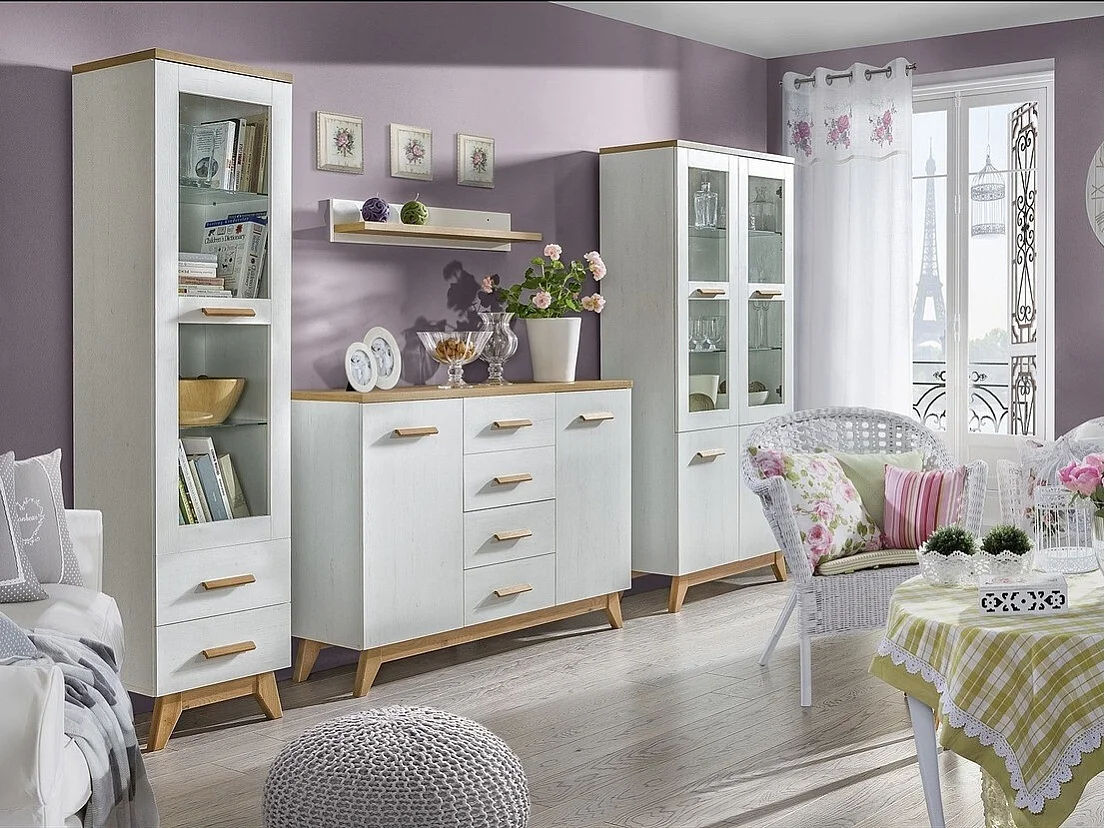 Commode Sorvera 106, Pin Anderson|Chêne, Avec tiroirs et portes, Nombre de tiroirs: 4,