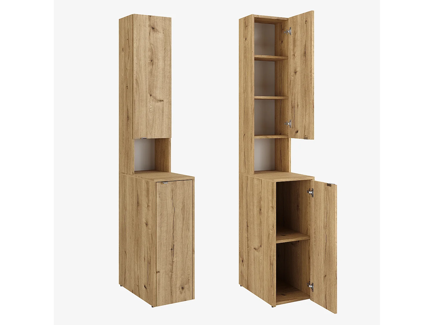 Armario alto de baño - 210 x 33 x 56 cm Armario estrecho de almacenamiento para baño