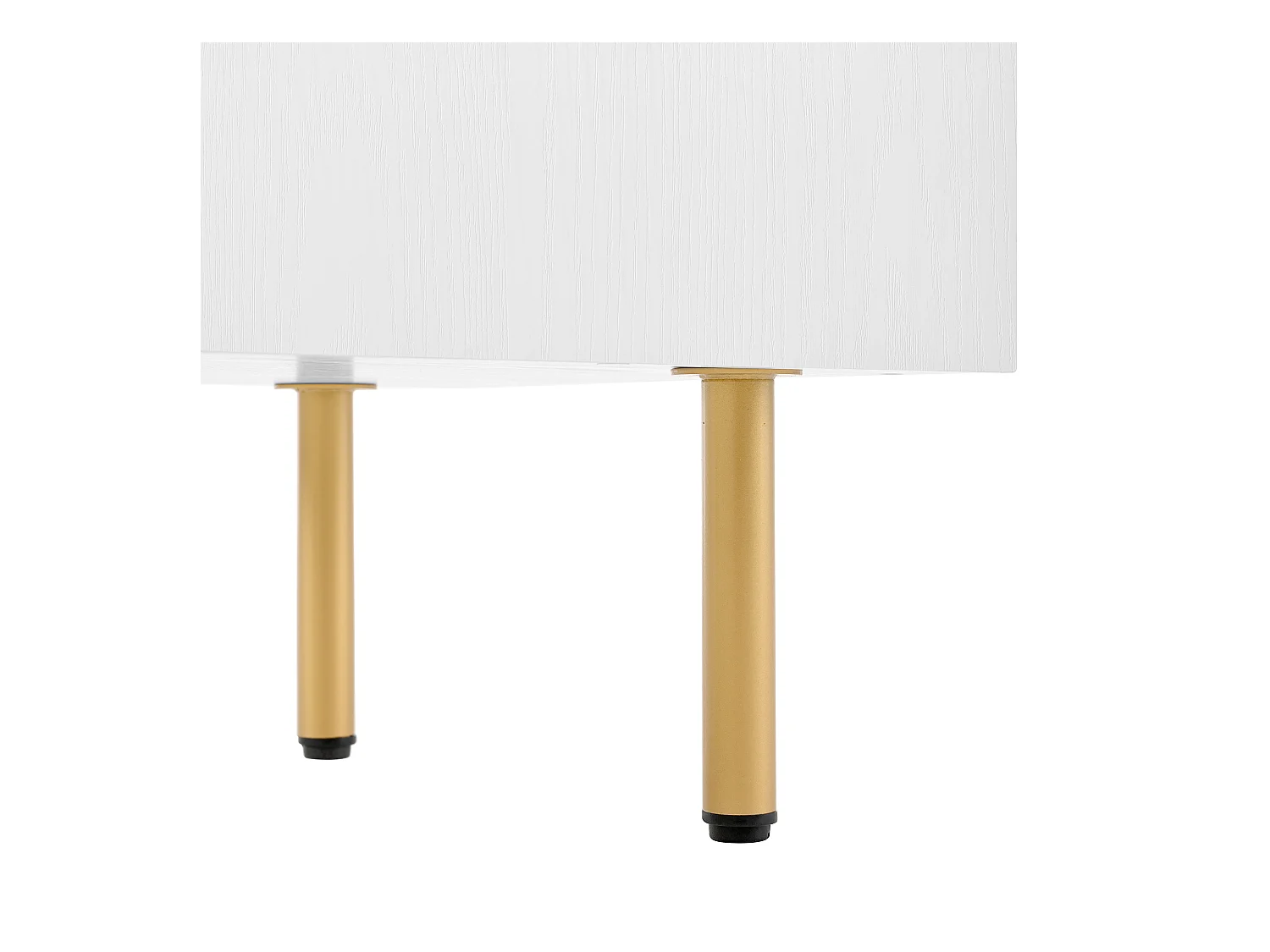 Buffet doré et blanc avec 2 portes et 2 compartiments ouverts, pieds dorés 120x40x77,5cm