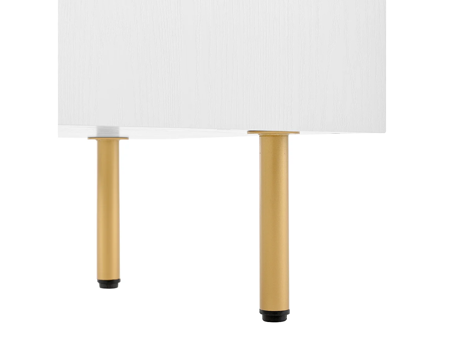 Buffet doré et blanc avec 2 portes et 2 compartiments ouverts, pieds dorés 120x40x77,5cm