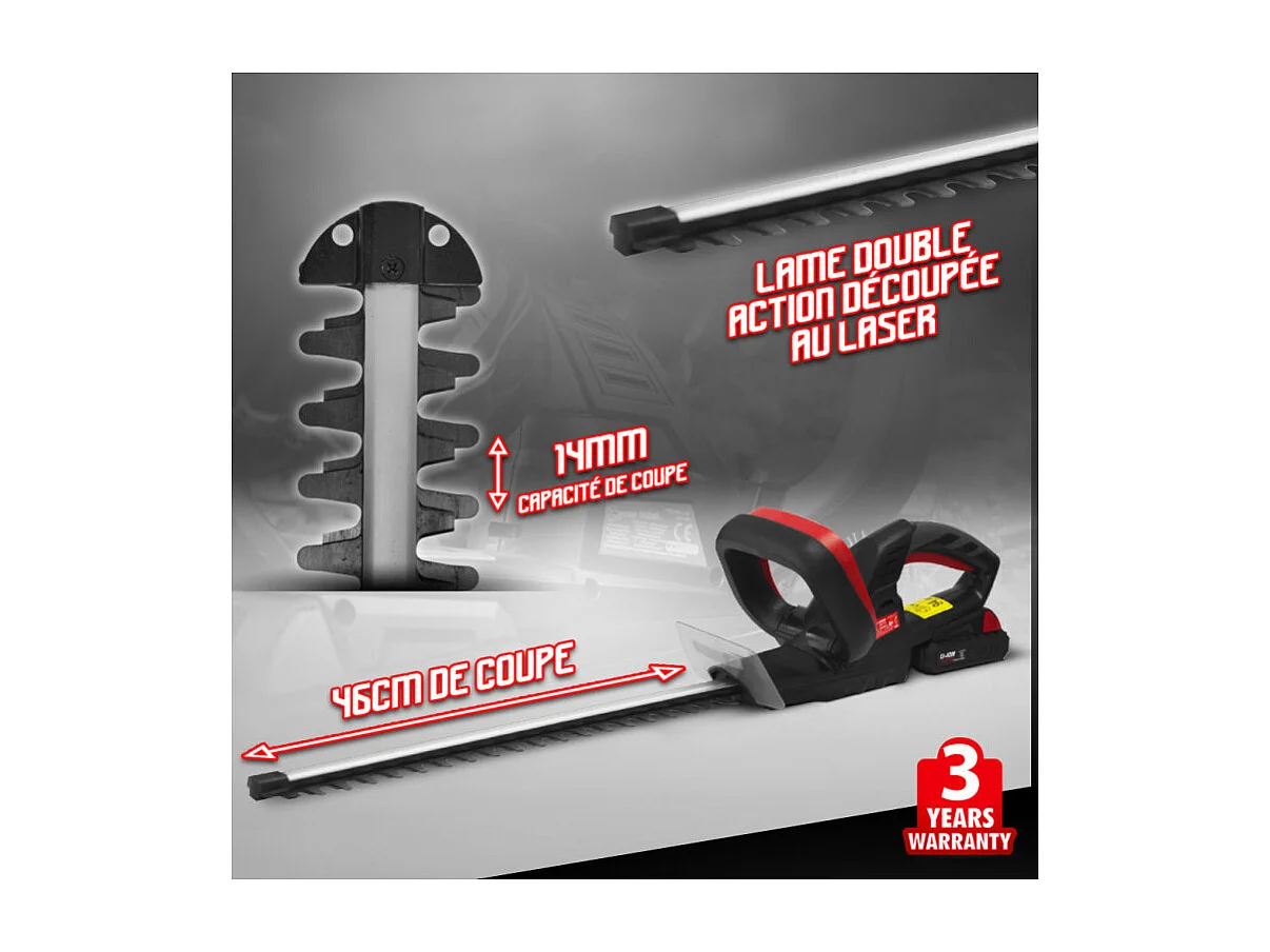 Taille-haies sur batterie 20 V - Lame 510 mm - Elem Garden Technic