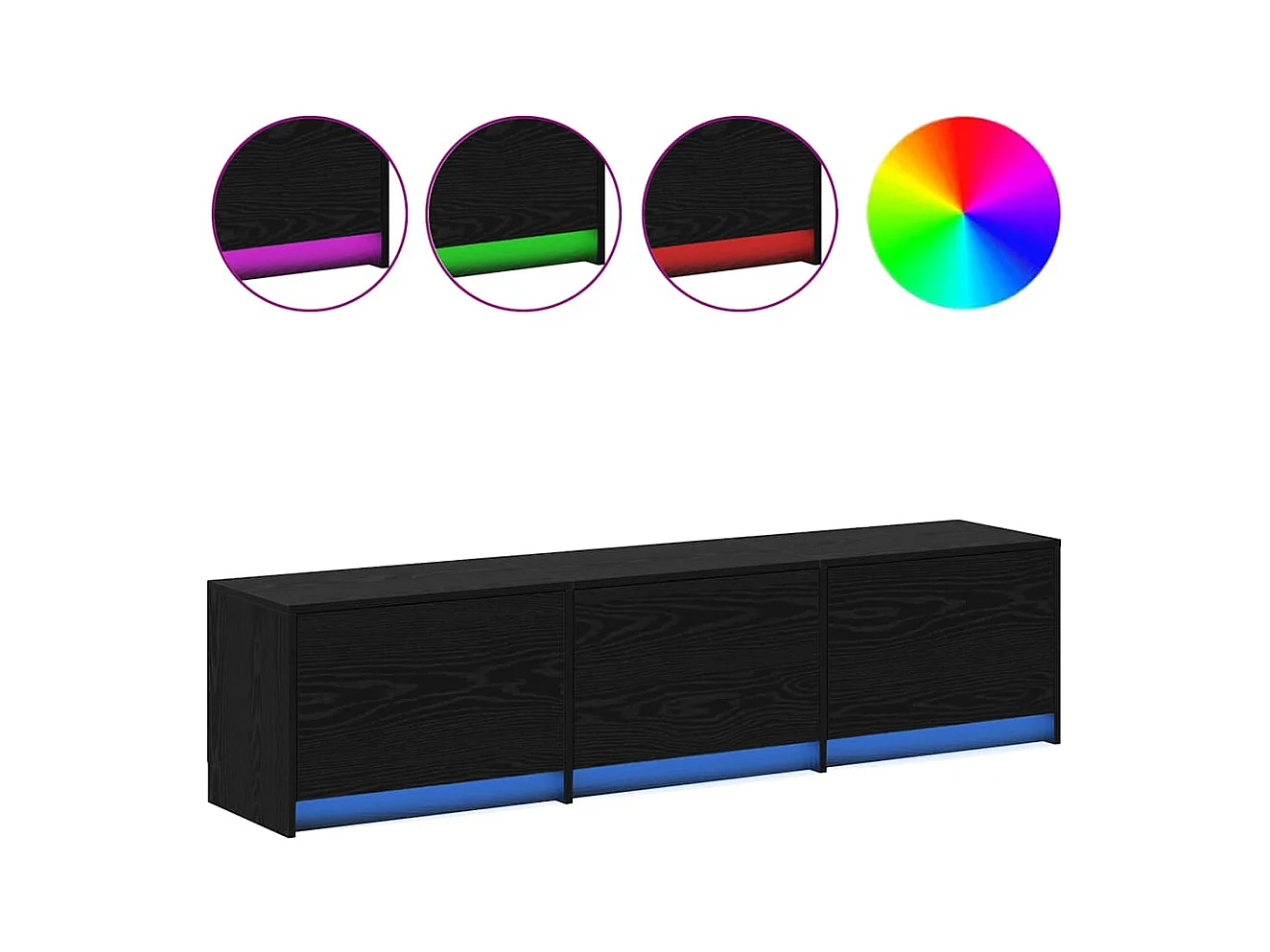 TV-Schrank Schwarz Eichen-Optik 162,5 x 34 x 40 cm