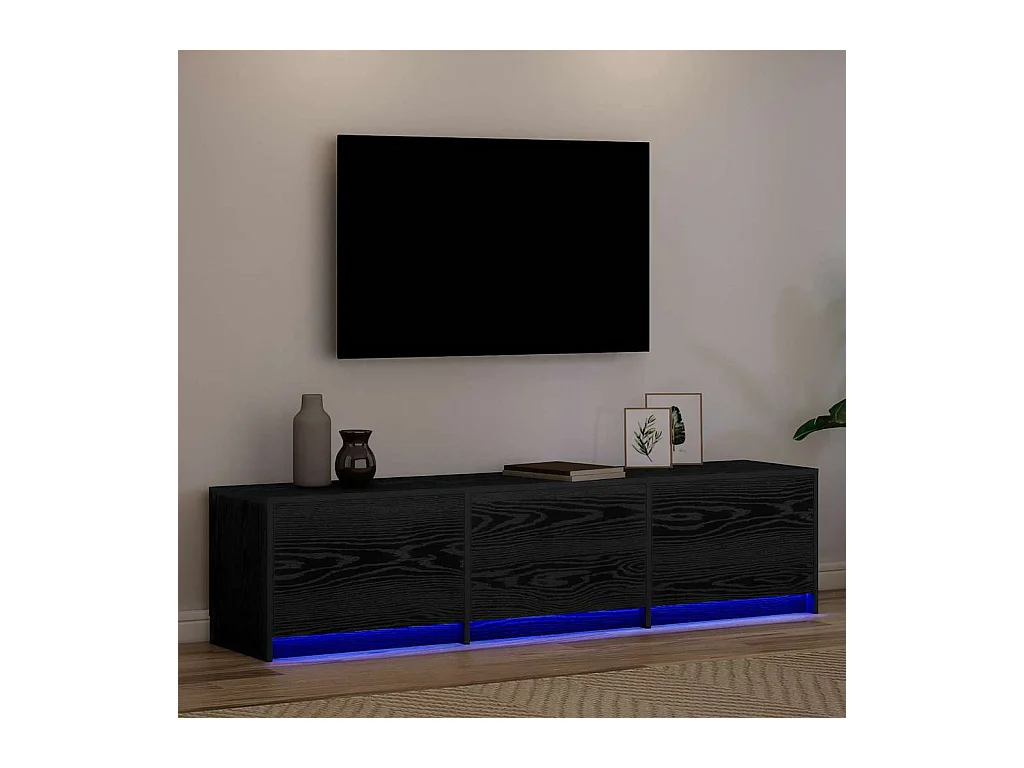 TV-Schrank Schwarz Eichen-Optik 162,5 x 34 x 40 cm