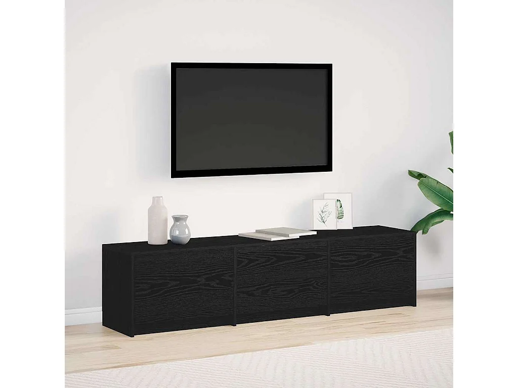 Unites TV Chêne noir 162,5 x 34 x 40 cm Bois d'ingénierie
