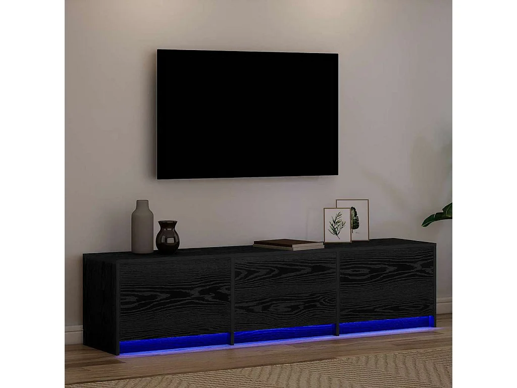 Unites TV Chêne noir 162,5 x 34 x 40 cm Bois d'ingénierie