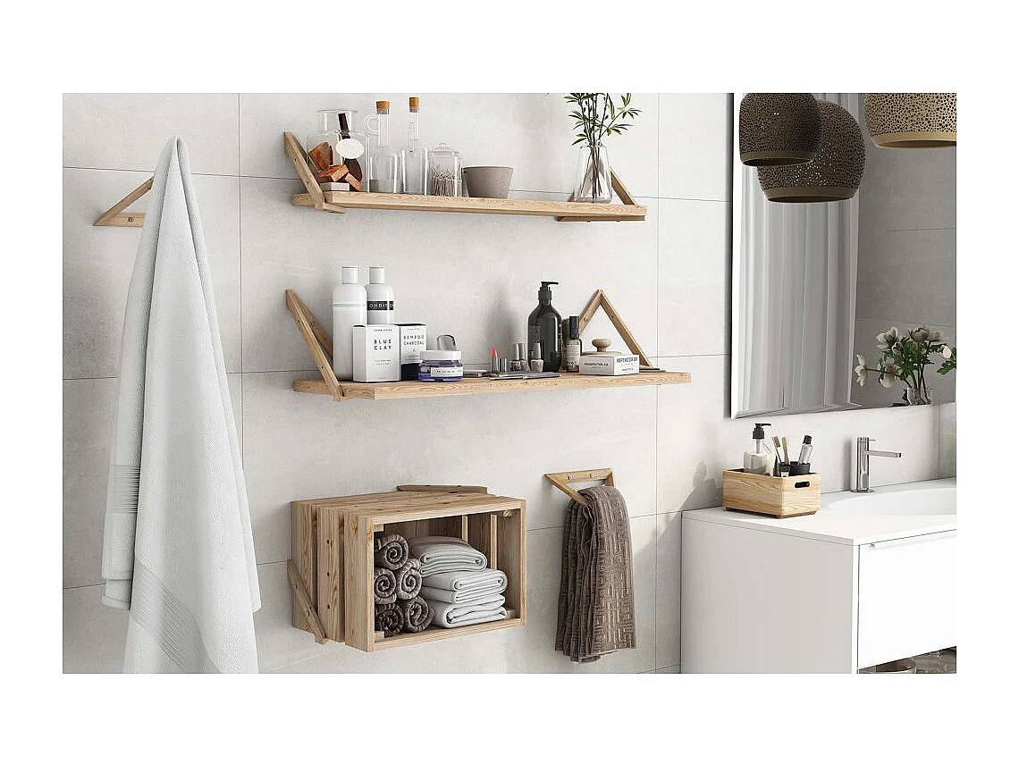 Equerre triangle en pin brut (Lot de 2)