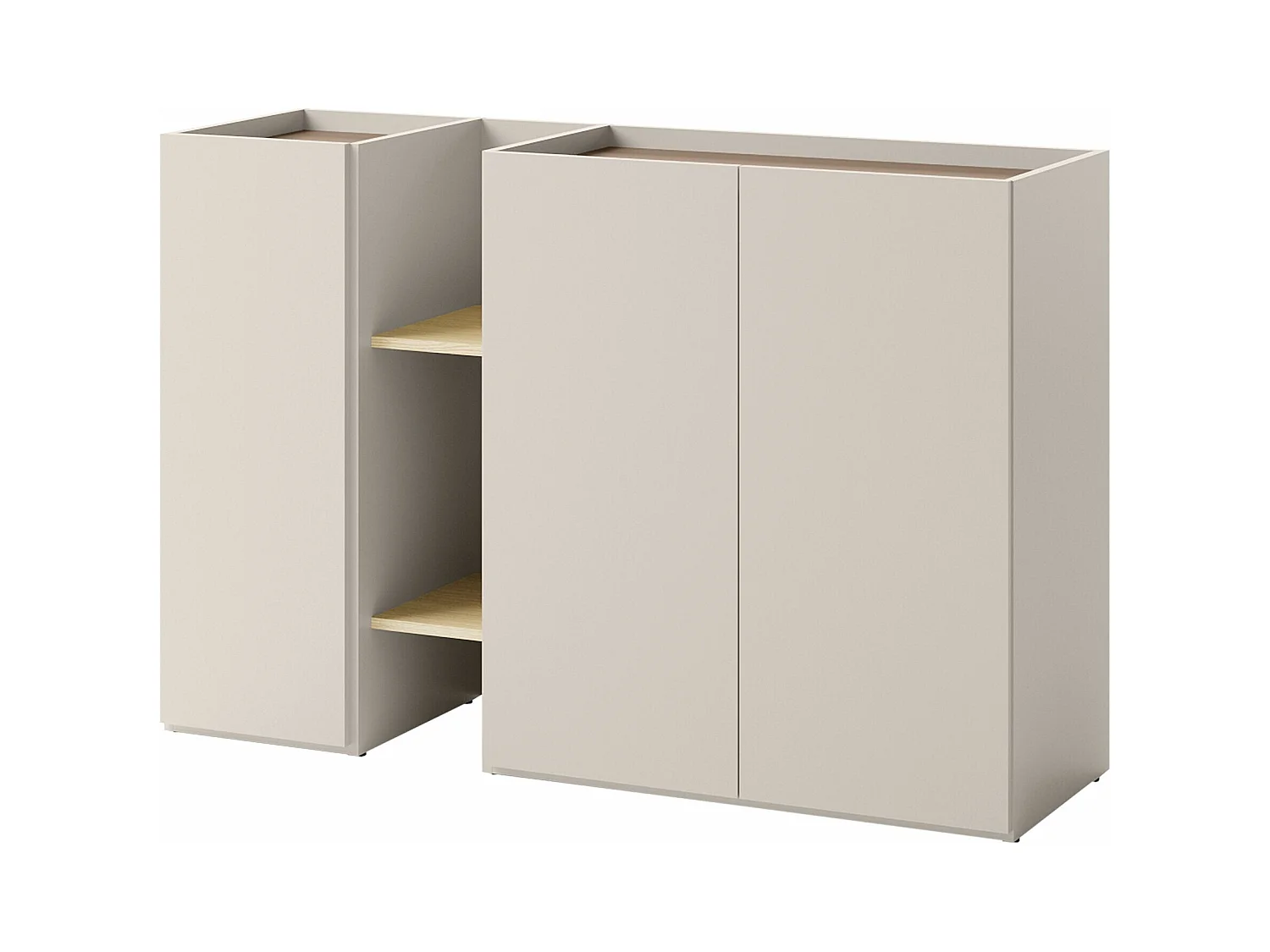 Buffet Delruvi 105, Chêne clair|Cachemire|Truffe, 91x136x42cm, Stratifié