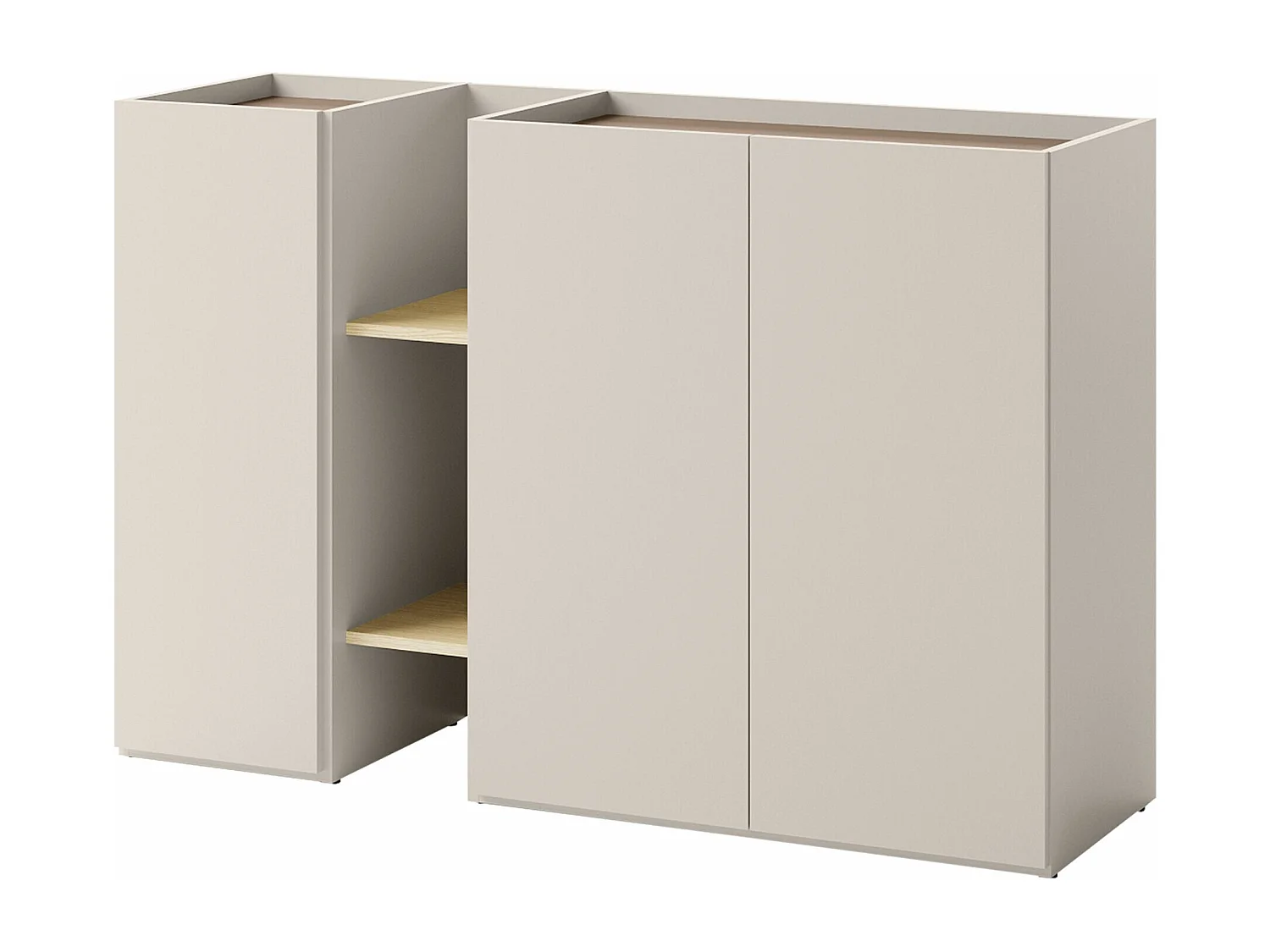 Buffet Delruvi 105, Truffe|Chêne clair|Cachemire, 91x136x42cm, Stratifié