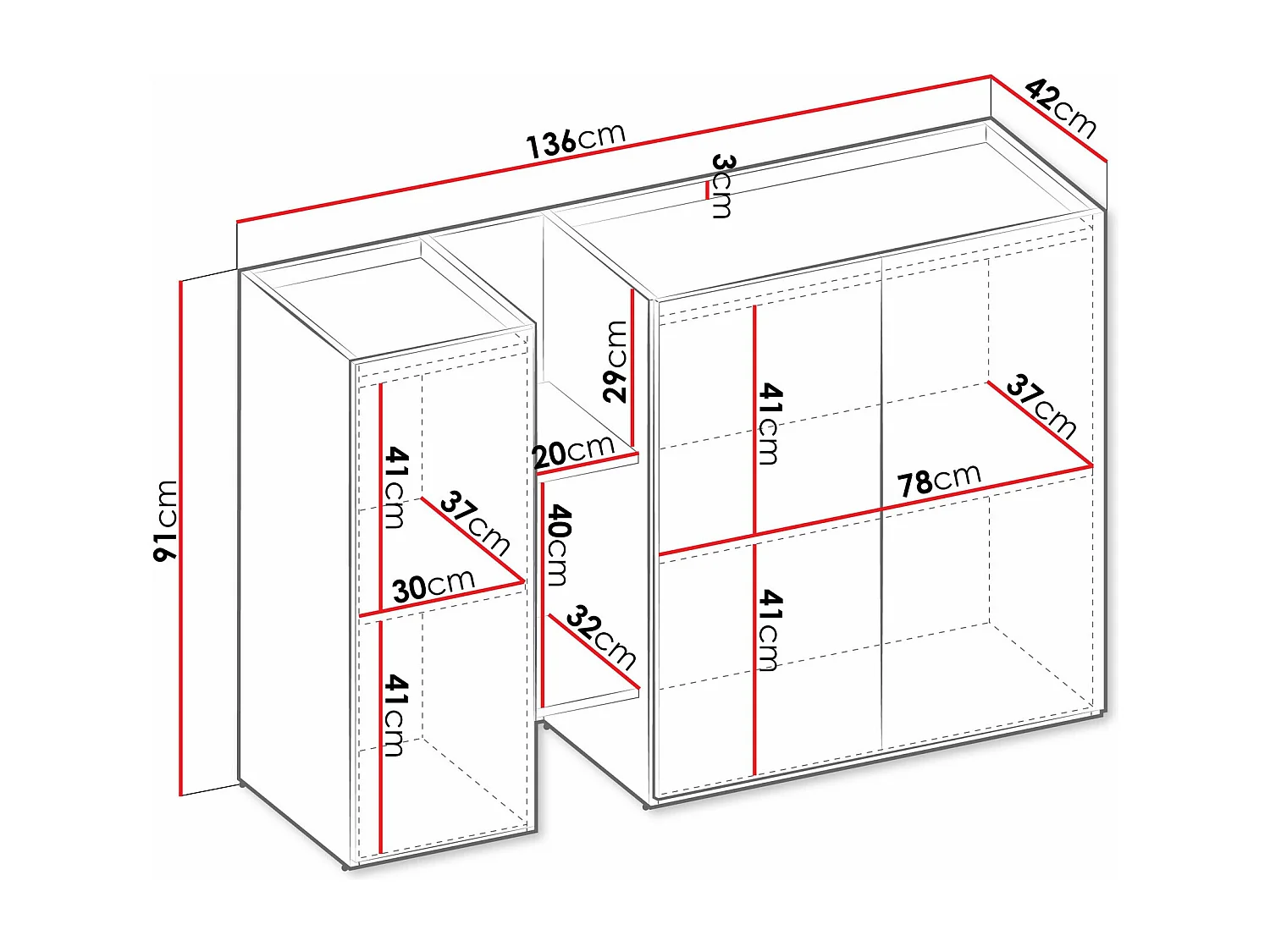 Buffet Delruvi 105, Truffe|Chêne clair|Cachemire, 91x136x42cm, Stratifié