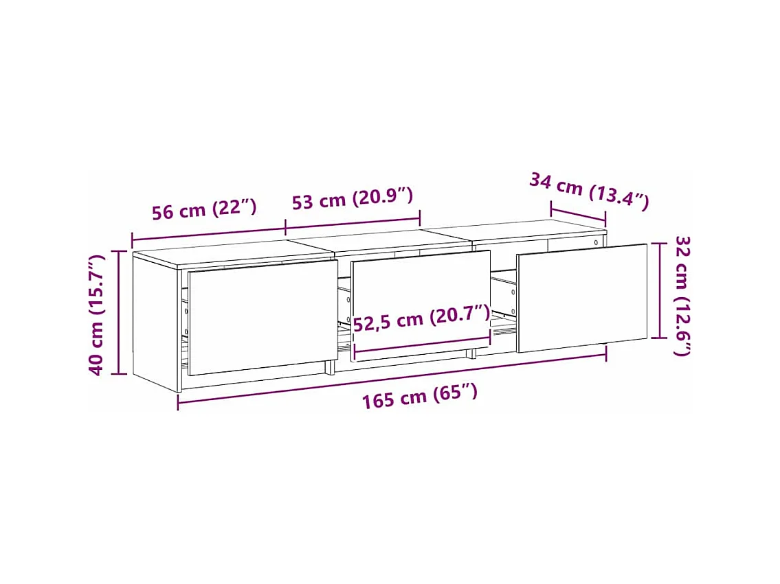 Meuble TV Chêne artisanal 162,5 x 34 x 40 cm Bois d'ingénierie