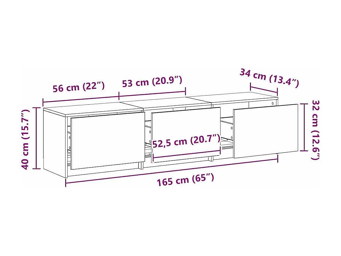 Unites TV Chêne artisanal 162,5 x 34 x 40 cm Bois d'ingénierie