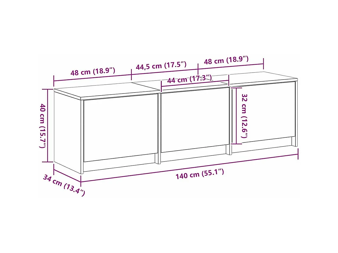 TV-Schrank Eiche handwerklich 140 x 34 x 40 cm Holzwerkstoff