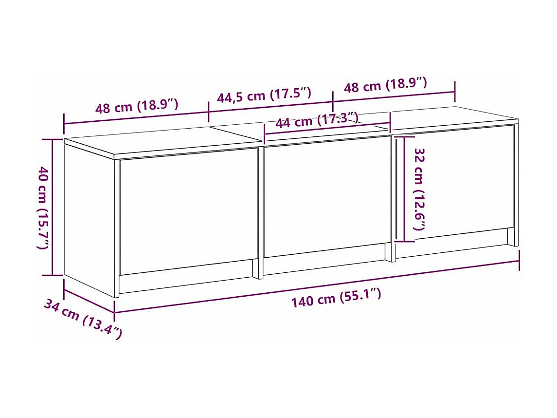 Meuble TV chêne artisanal 162 x 34 x 40 cm Bois d'ingénierie