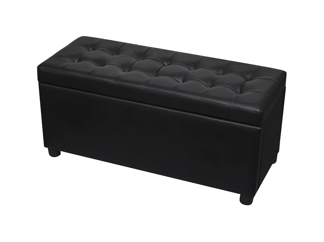 Puf con almacenaje de piel sintética 87,5 x 36 x 41 cm negro 02_0021240