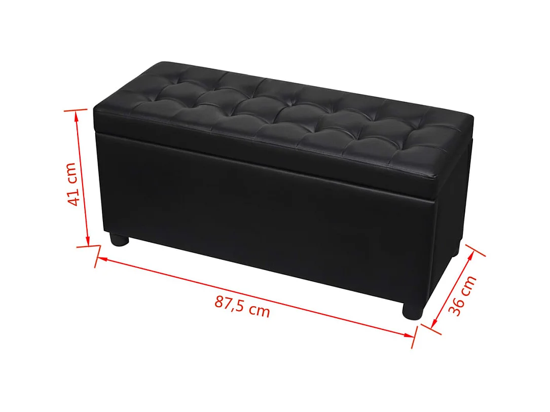 Puf con almacenaje de piel sintética 87,5 x 36 x 41 cm negro 02_0021240