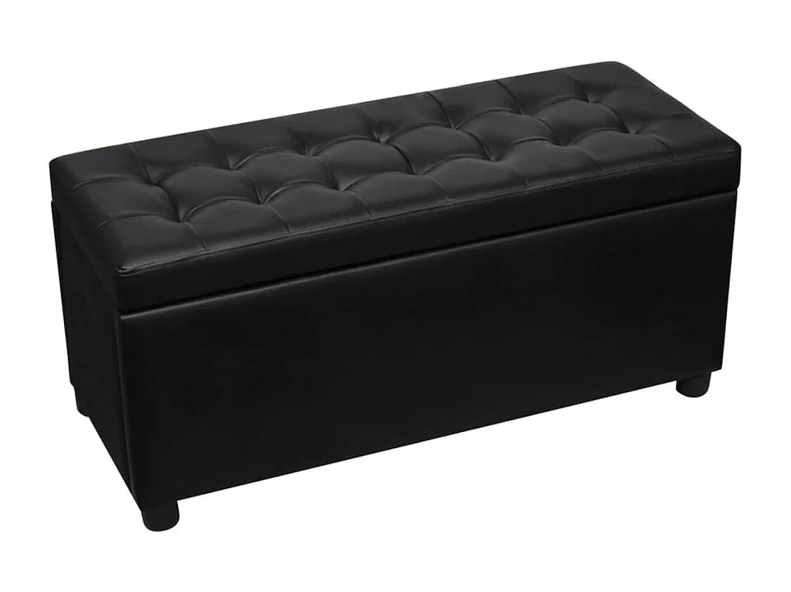 Pufe de armazenamento de couro sintético 87,5 x 36 x 41 cm preto 02_0021240