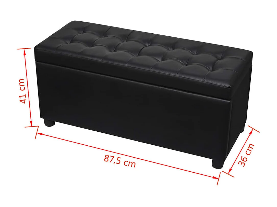 Pufe de armazenamento de couro sintético 87,5 x 36 x 41 cm preto 02_0021240