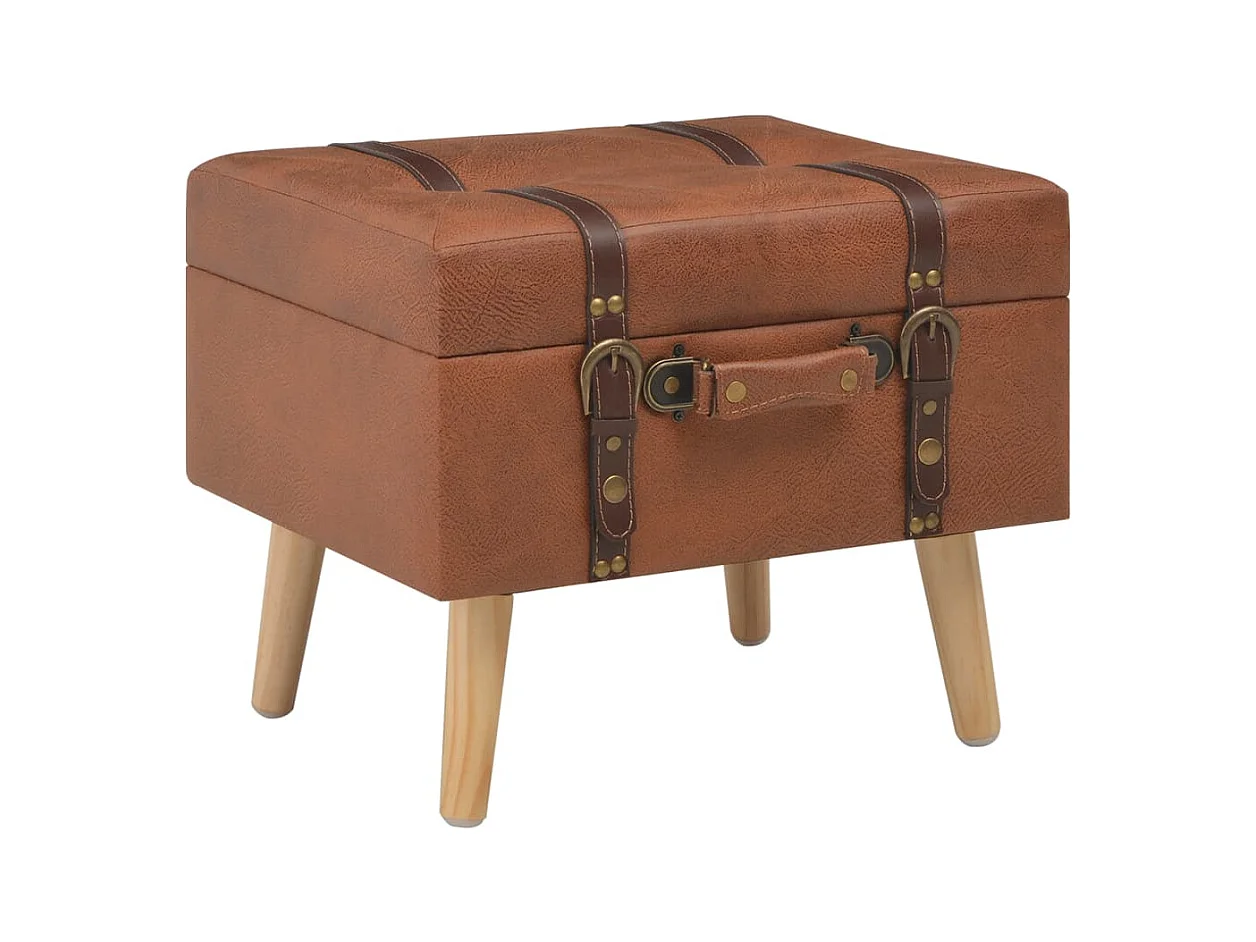 Taburete con almacenaje 40 cm piel sintética marrón rojizo 02_0021223