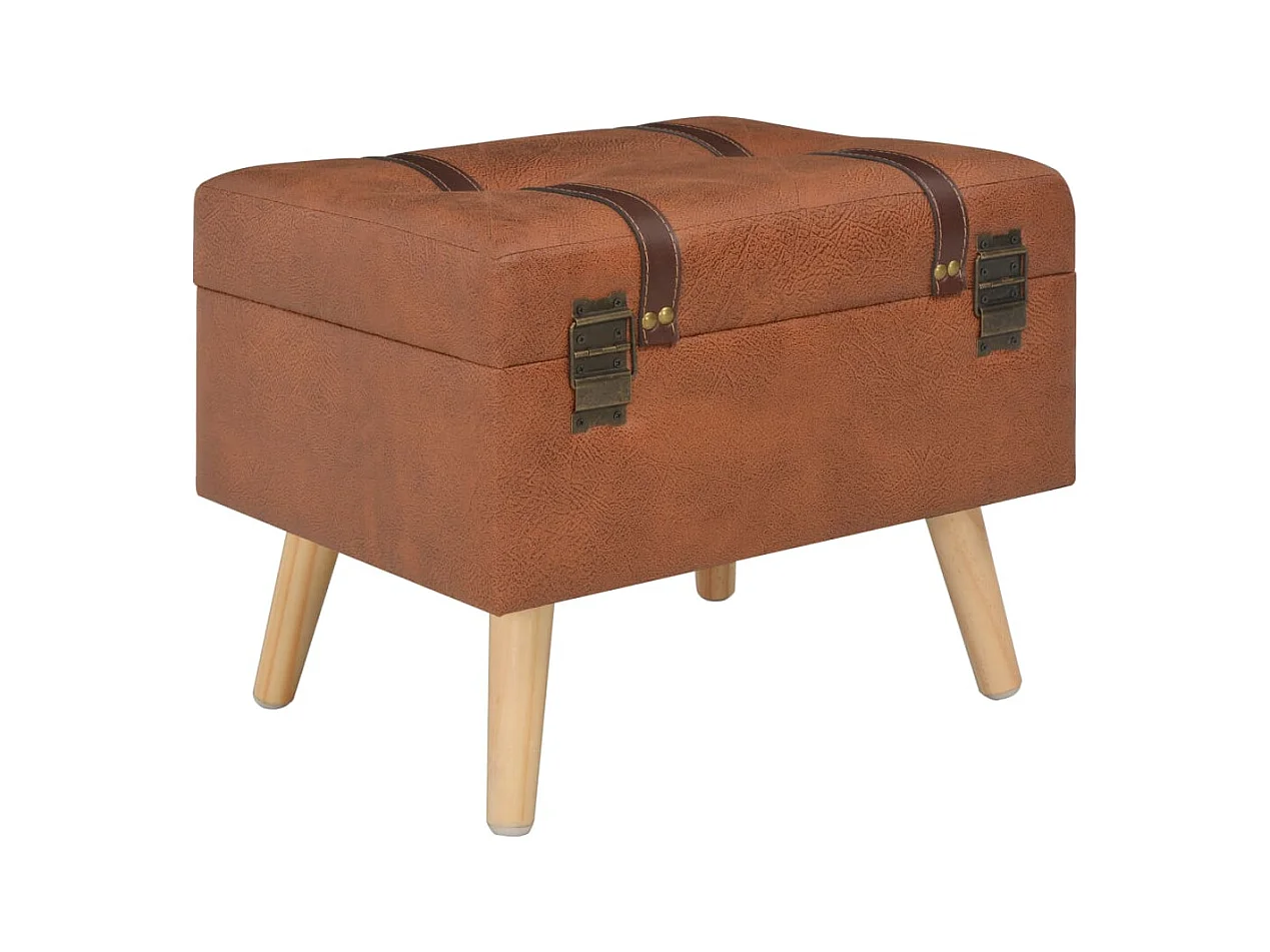 Taburete con almacenaje 40 cm piel sintética marrón rojizo 02_0021223